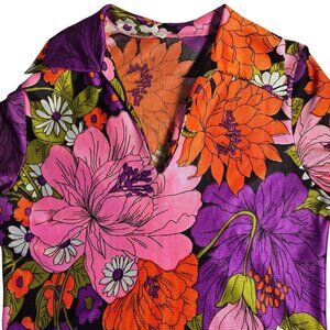 Vintage 70s Floral Fringe Dress Women's Size 5